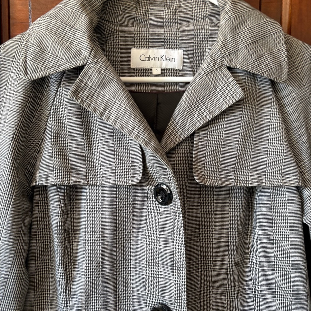 Calvin Klein Plaid Trench Coat - Picture 3 of 8